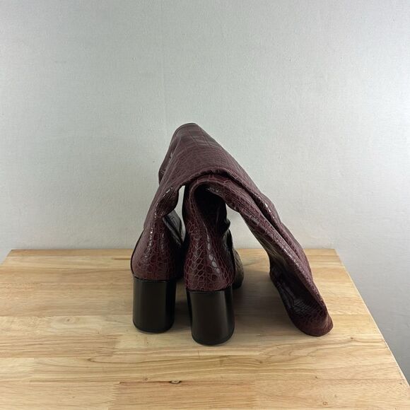 Franco Sarto Tribute Tall Boot- Burgundy Croc- Size 6 M- NIB - Picture 2 of 6